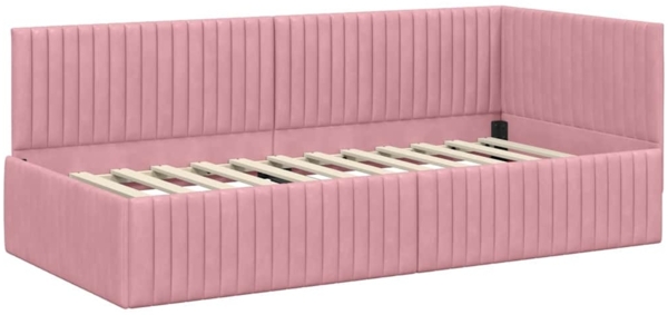 vidaXL Eckbettgestell mit Kopfteil Rosa 90 cm x 200 cm Stoff 42016269 Bild 1