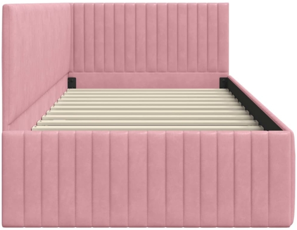 vidaXL Eckbettgestell mit Kopfteil Rosa 90 cm x 200 cm Stoff 42016269 Bild 5