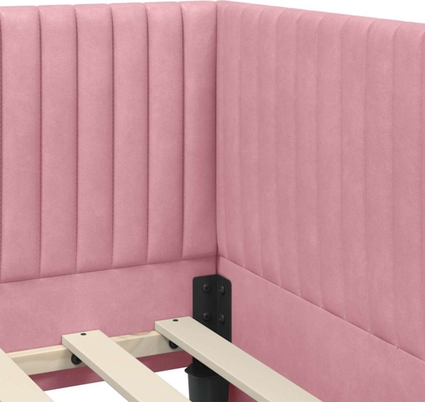 vidaXL Eckbettgestell mit Kopfteil Rosa 90 cm x 200 cm Stoff 42016269 Bild 7