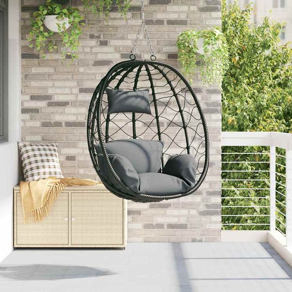 vidaXL Hängendes Ei-Stuhl Anthrazit 91,5 x 54,5 x 107 cm Poly-Rattan 42003844