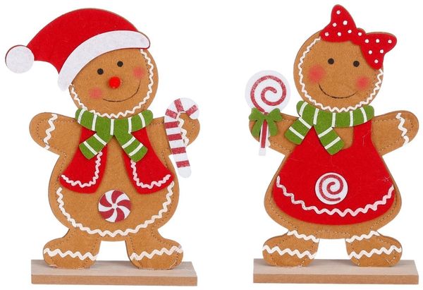 Mica Decorations Dekofiguren Pfefferkuchen 25 cm 2-fach sortiert
