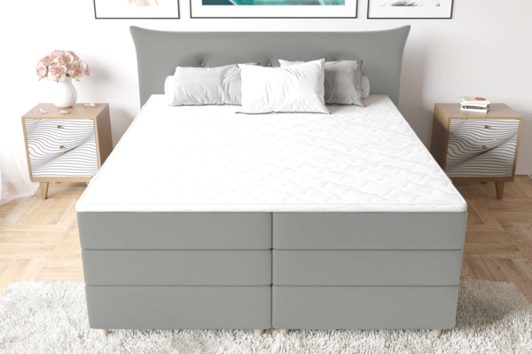 99rooms Zeus Boxspringbett 140x200 cm Kunstleder MADRYT Hellgrau Bonell-Federung Bild 2