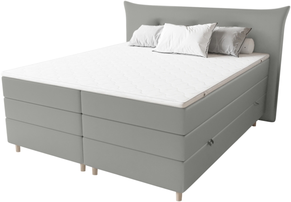 99rooms Zeus Boxspringbett 140x200 cm Kunstleder MADRYT Hellgrau Bonell-Federung Bild 5