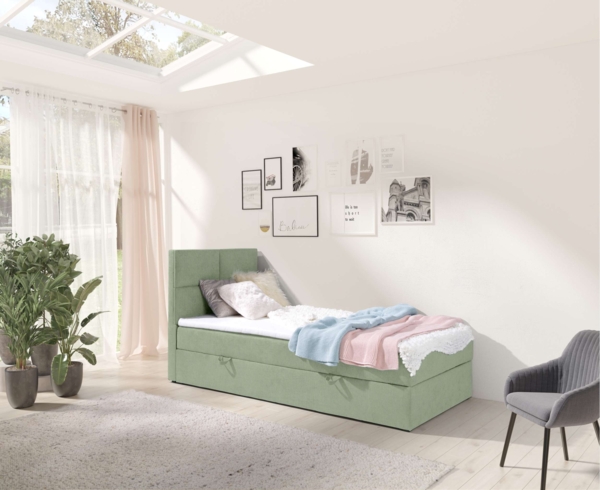 99rooms Larni Boxspringbett Strukturstoff INARI Minze 80x200 cm