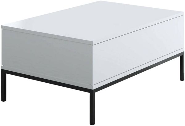 Dmora Wohnzimmertisch Vespero, Niedriger Wohnzimmertisch, Kaffeeregal, Couchtisch für Sofa, 90x60h40 cm, Weiß und Schwarz