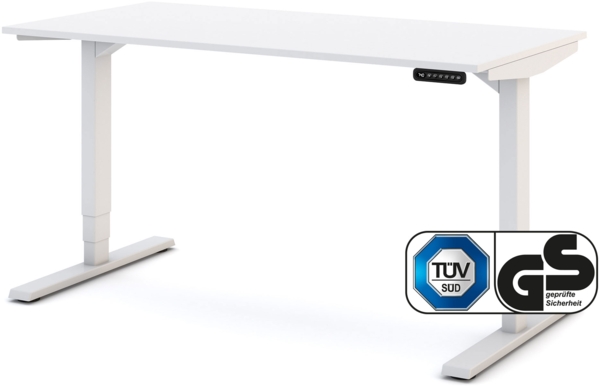 ASSMANN Elektrisch höhenverstellbarer Schreibtisch Y-Line 140x70cm Signalweiß Signalweiß Metall Holz Melaminoberfläche