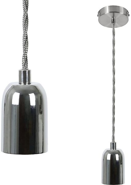 ZMH E27 Lampenaufhängung Vintage Lampenfassung Silber Hängefassung mit 1.3M Kabel Edison Schnurpendel Industrial Pendleuchte mit Baldachin Deckenbefestigung für Wohnzimmer Esszimmer Bar Kneipe Keller