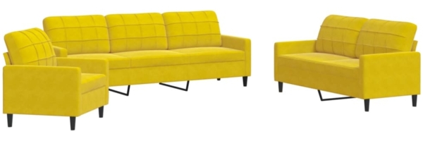 vidaXL 3-tlg. Sofagarnitur mit Kissen Gelb Samt 3278437