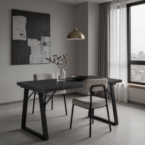 HOMAVO Esstisch Z2 Mit Metallgestell 140 cm In Schwarz