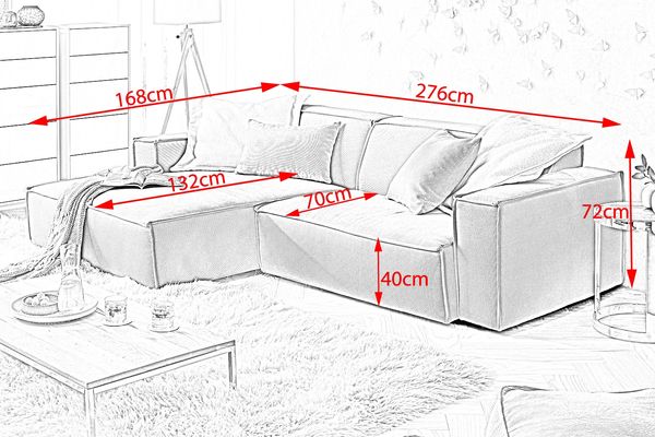 KAWOLA Sofa SAMU Ecksofa Feincord beige Recamiere links 72 x 168 x 276 cm Bild 6