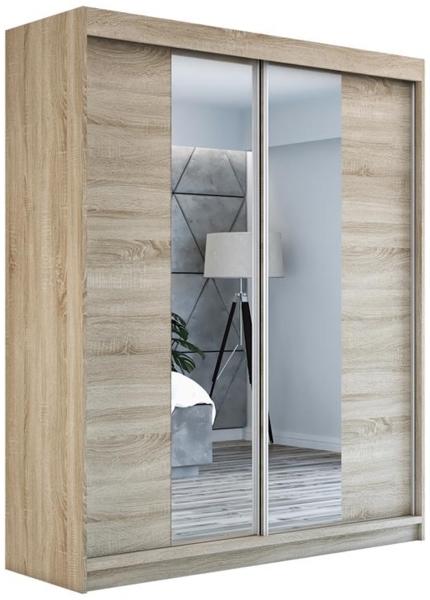 Schwebetürenschrank ELEGANZE 2-türig Schrank 180 cm (mit Spiegel) Farbe: Sonoma