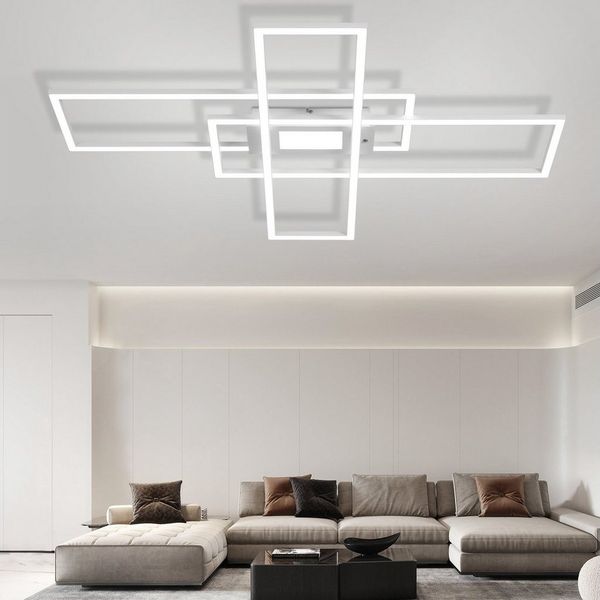 ZMH LED Deckenleuchte Wohnzimmer 50W 3 Rahmen Deckenlampe mit Fernbedienung Modern Flur, Augenschutz, Einfache Installtion, LED fest integriert, 3000-6500K