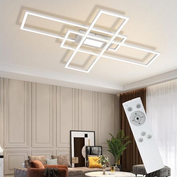 ZMH LED Deckenleuchte Wohnzimmer 50W 3 Rahmen Deckenlampe mit Fernbedienung Modern Flur, Augenschutz, Einfache Installtion, LED fest integriert, 3000-6500K