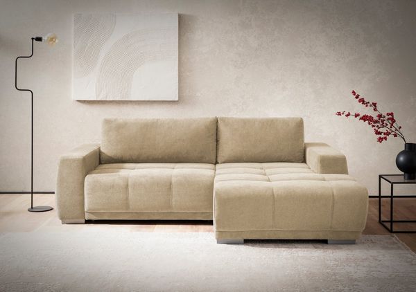 INOSIGN Ecksofa Bolero L-Form, mit edler Steppung, wahlweise mit Schlaffunktion & Bettkasten