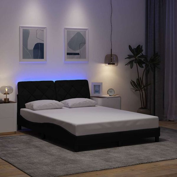 vidaXL Bettgestell mit LED ohne Matratze Schwarz 120x200 cm Stoff 3310659