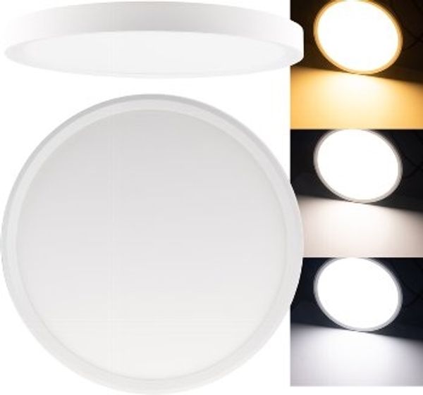 ChiliTec LED Deckenlampe 30cm Deckenleuchte Rund 25mm flach 230 Volt Aufbau Innenbeleuchtung für Büro Flur Wohnzimmer Küche CCT 3 Lichtfarben einstellbar Warmweiß Weiß