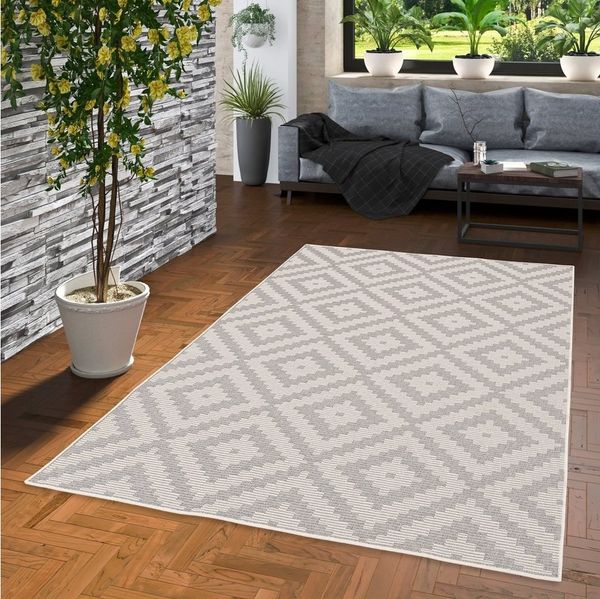 Pergamon Outdoorteppich In & Outdoor Teppich Marbella Fliesenoptik, Rechteckig, Höhe: 4 mm