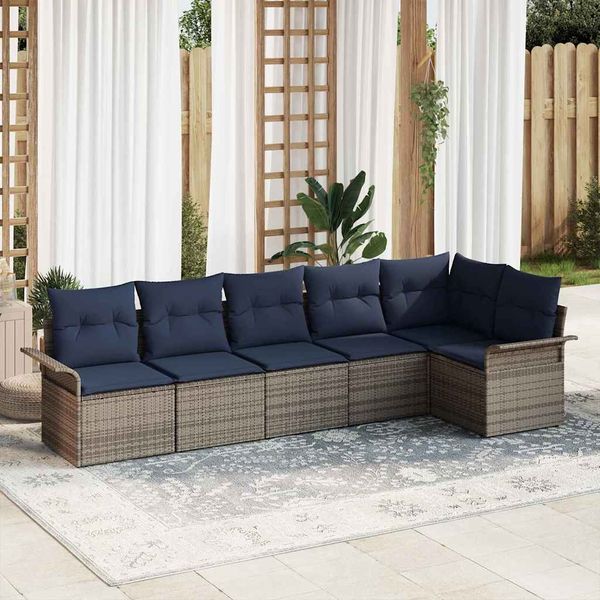 vidaXL Gartensofa-set mit Speicher 6 pcs Grau Poly-Rattan 3354054