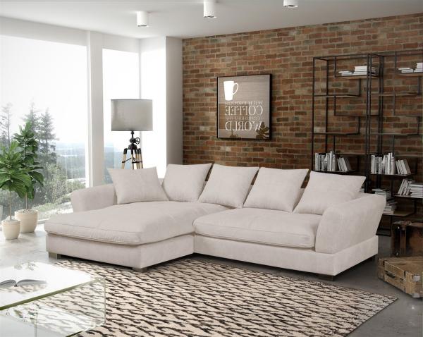 Ecksofa Couchgarnitur TIZIAN in Stoff Salvador Beige Ottomane Links