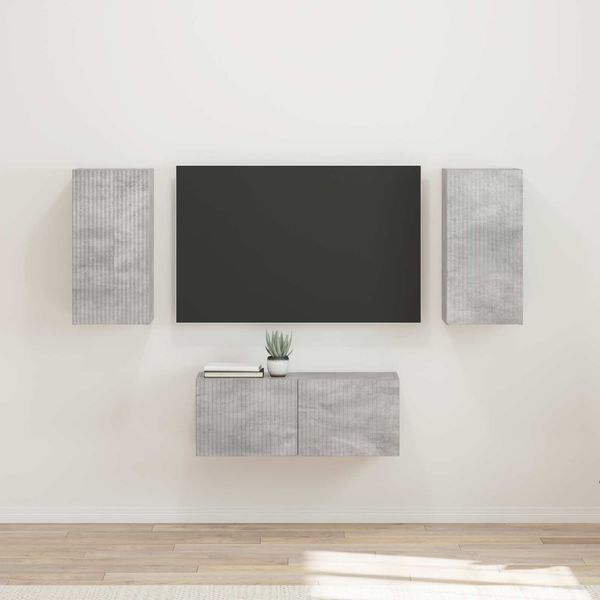 vidaXL TV-Schrankset Wandmontiert 6 pcs Beton Grau Holzwerkstoff 3409063