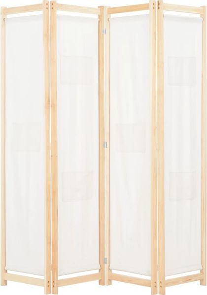 vidaXL 4-teiliger Raumteiler Cremeweiß 160 x 170 x 4 cm Stoff 248173