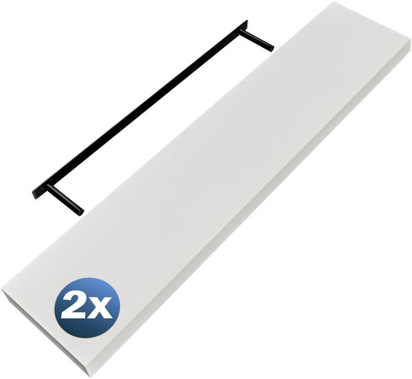 Casaria Wandregal mit Halterung, 2 Stück, MDF, Weiß / Matt, 110 x 23 x 3,8cm