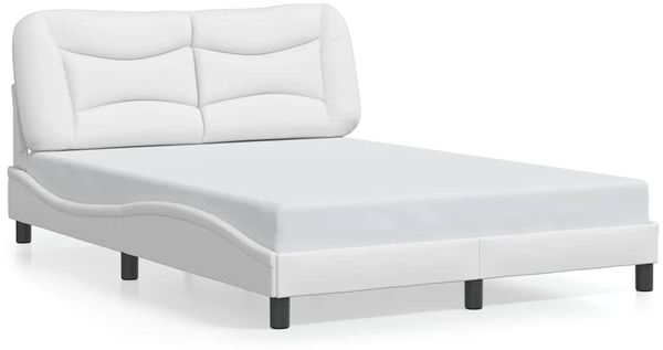 Doppelbett, Bettgestell Modernen ohne Matratze Weiß 140x190 cm Kunstleder d2671e