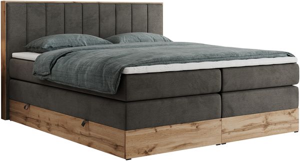 Boxspringbett BELLISSIMO KING, Doppelbett mit Multipocket-Matratze, Polsterbett mit Kopfstütze - 200 x 200 cm - Dunkelgrau Velvet - H4 Bild 4
