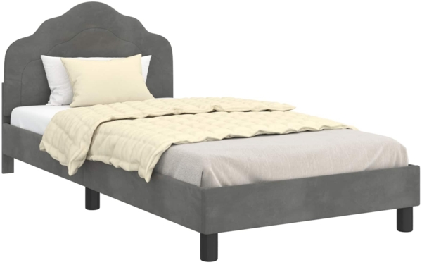 vidaXL Kinderbettgestell mit Kopfteil Dunkelgrau 90x200 cm Samt 42010958