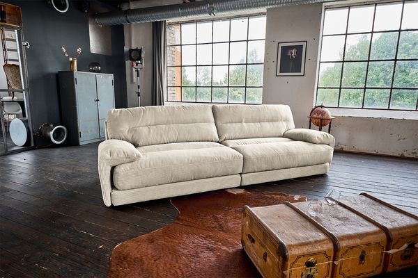 KAWOLA Sofa CINE XXL-Sofa 3-Sitzer Cord cremeweiß 84 x 106 x 284 cm