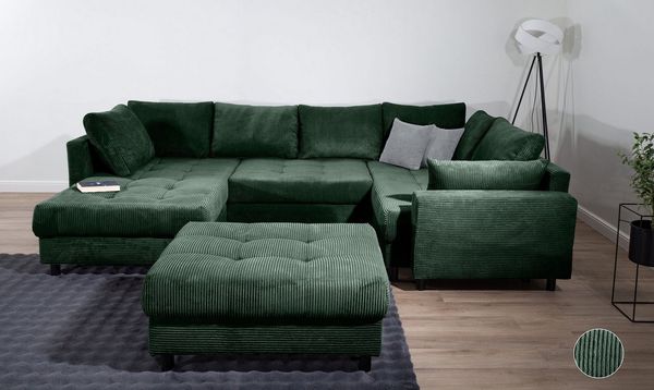 COLLECTION AB Wohnlandschaft Toni U-Form, B: 298 cm, Set: Sofa & Hocker, 2 Zierkissen, Federkern