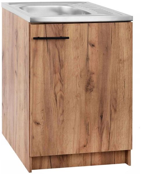 STAMAR Spülenschrank Küchenschrank 60cm Goldene Eiche Slim Deante Spüle Armatur Beige Set Standschrank 50cm Tiefe Siphon Elastische Hocharmatur Geschirrspüler