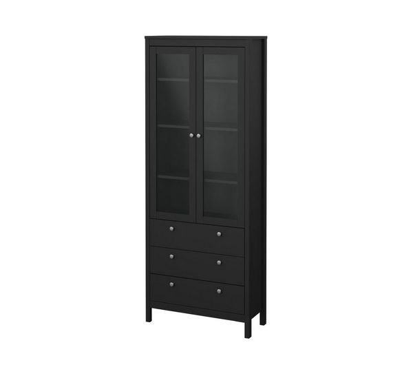 ebuy24 Vitrine Madrid Vitrinenschrank 2 Glastüren 3 Schubladen sc