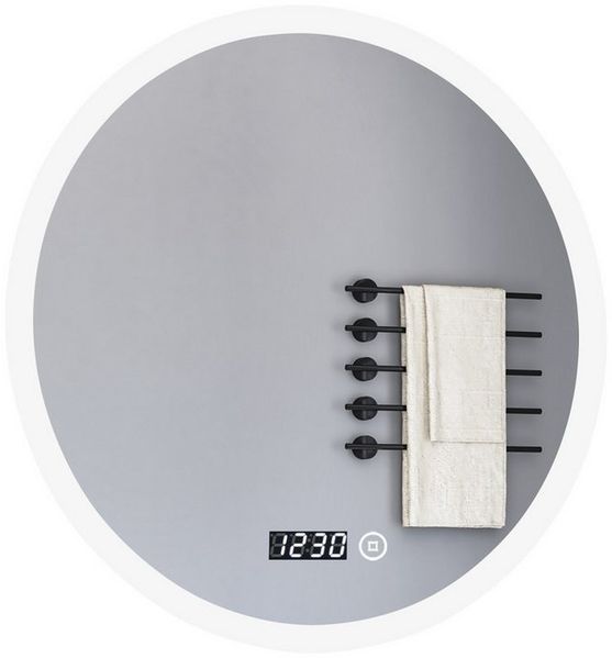 WDWRITTI Spiegel Rund 60 cm Led Badspiegel mit Touch Uhr dimmbar Lichtfarben Helligkeit (Wandspiegel mit beleuchtung, Warmweiß, Neutral, Kaltweiß), Speicherfunktion, IP44