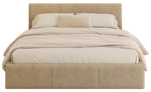 thematys Polsterbett mit Bettkasten Stauraumbett, aus hochwertigem CORD Stoff Bezug (verfügbar 90x200 120x200 140x200 160x200 180x200cm, Bettrahmen, Bett, mit großen gepolsterten Kopfteil, mit Bettkasten zum aufklappen), Metallrahmen mit Lattenrost, hy... Bild 4