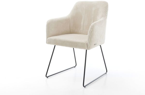 Esszimmerstuhl Greg-Flex Cord Beige Kufengestell Schwarz Taschenfederkern