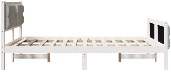 vidaXL Bettrahmen Hellgrau 140 x 190 cm Massives Kiefernholz 3394297 Bild 5