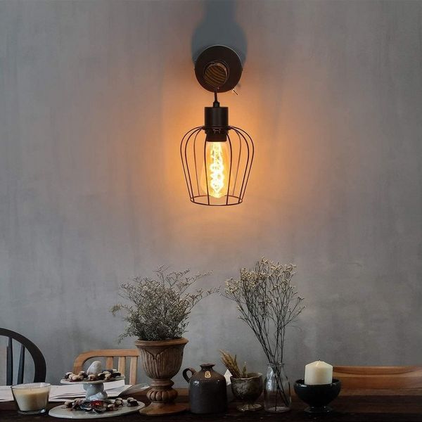 Nettlife Wandleuchte Holz Innen Wandlampe Vintage Schalter, mit Schalter, ohne Leuchtmittel, für Schlafzimmer Wohnzimmer Flur