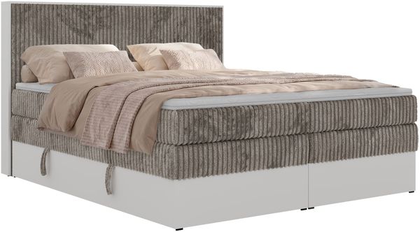 Boxspringbett mit Stauraum TRAVIT KING, Bett mit Gasdruckfedern, Multipocket Matratze H3 und Topper T25, zwei Bettkästen - 140 x 200 cm - Hellbraun Cord Bild 7