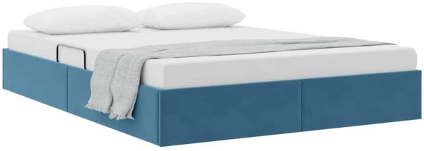 vidaXL Aufbewahrungsbett mit Matratze Dunkelblau 140 x 190 cm Samt 3370098