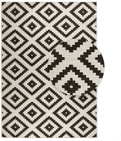 Teppich Boss Teppich Wendeteppich Malta Schwarz Creme In- & Outdoor, rechteckig