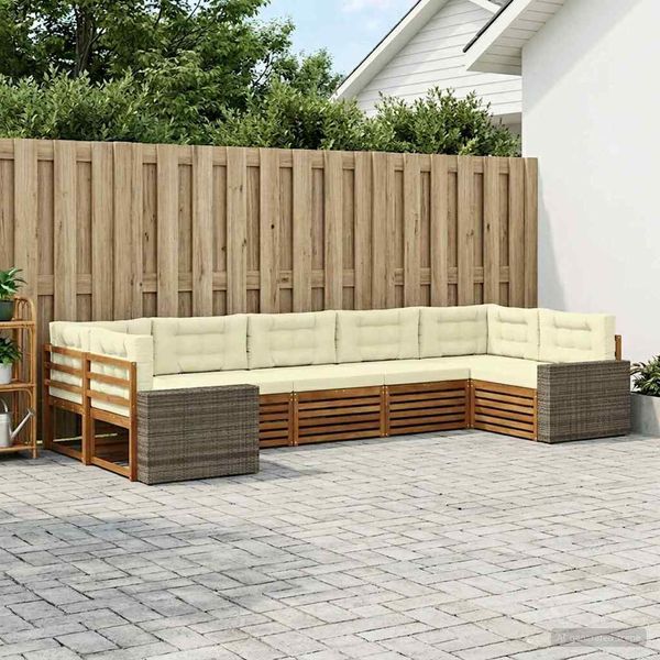 vidaXL Outdoor-Sofagarnitur mit Kissen 7 pcs Natur und Creme 3383818