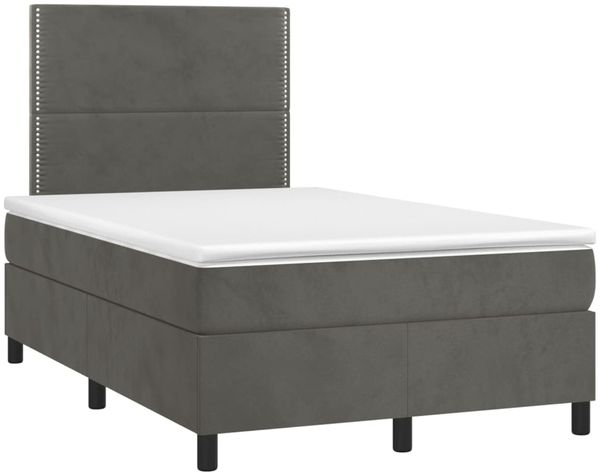 Boxspringbett mit Matratze & LED Samt Dunkelgrau 120x200 cm, Härtegrad: H2 [3136054] Bild 3