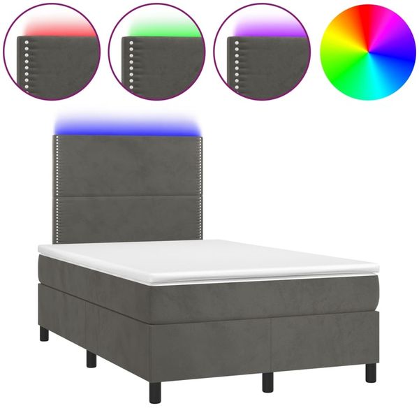 Boxspringbett mit Matratze & LED Samt Dunkelgrau 120x200 cm, Härtegrad: H2 [3136054] Bild 2