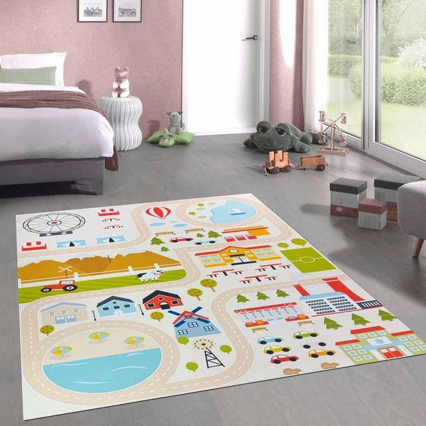 Carpetia Kinderteppich Spielteppich, rechteckig, Höhe: 4 mm, pflegeleicht, strapazierfähig, rutschhemmend