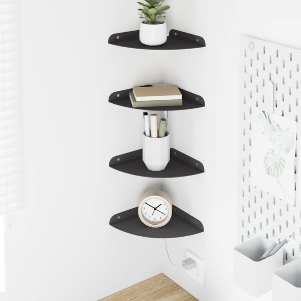vidaXL Schwebendes Regal mit Regal 4 pcs Schwarz 18 x 18 x 2 cm 8004087