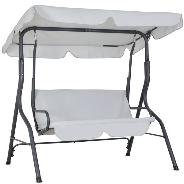 Casaria Hollywoodschaukel wetterfest, 200 kg belastbar, Stahlgestell grau, 140 x 112 x 150 cm
