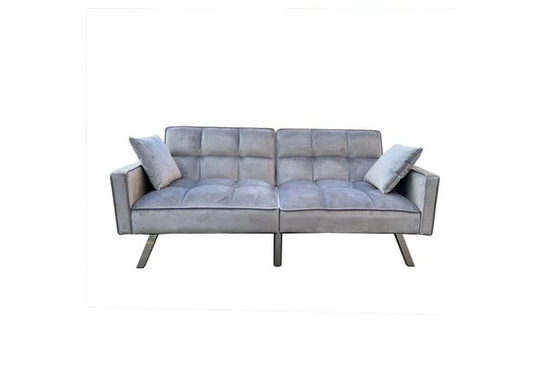 HTI-Living 2-Sitzer Sofa mit Schlaffunktion Brigga Grau, Stück 1 Teile, Funktionscouch inklusive 2 Zierkissen