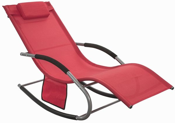 SoBuy OGS28-R Schaukelstuhl Garten, Textilene, Lackiert, Rot, 103 x 85 x 53 cm