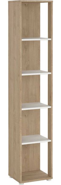 Dmora Bücherregal Baaz, Büroregal, Mobiler Buchhalter, Bücherbrett, 41x34 h205 cm, Eiche und Weiß